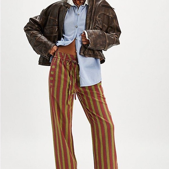 Free People Marielle Striped Casual Beach Pants - Picture 2 of 4